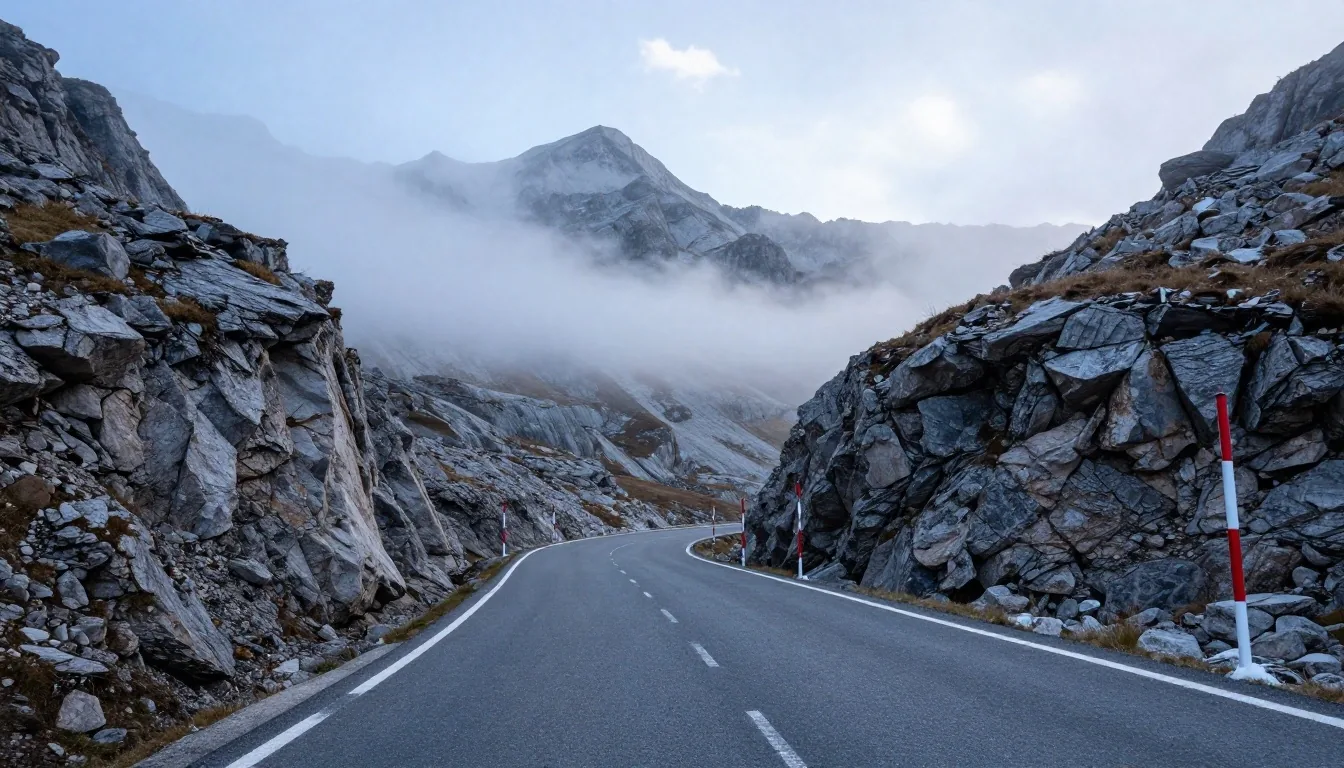 Austrian alpine pass road winding through high limestone peaks