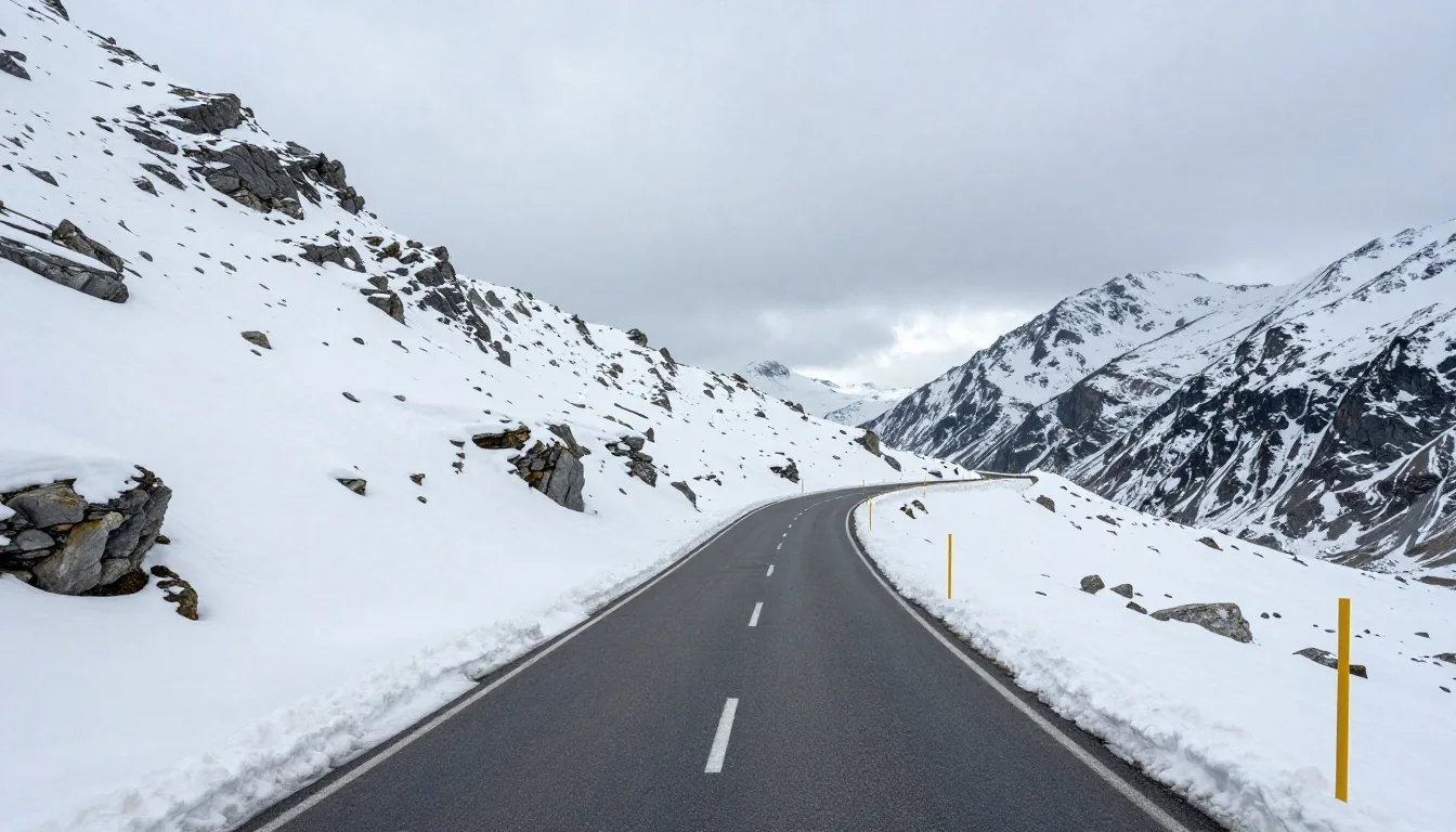 Alpine road cutting through Austrian limestone massifs