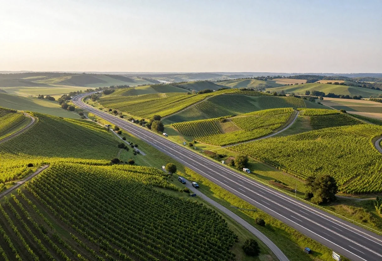 A1 Westautobahn highway corridor through the Danube valley