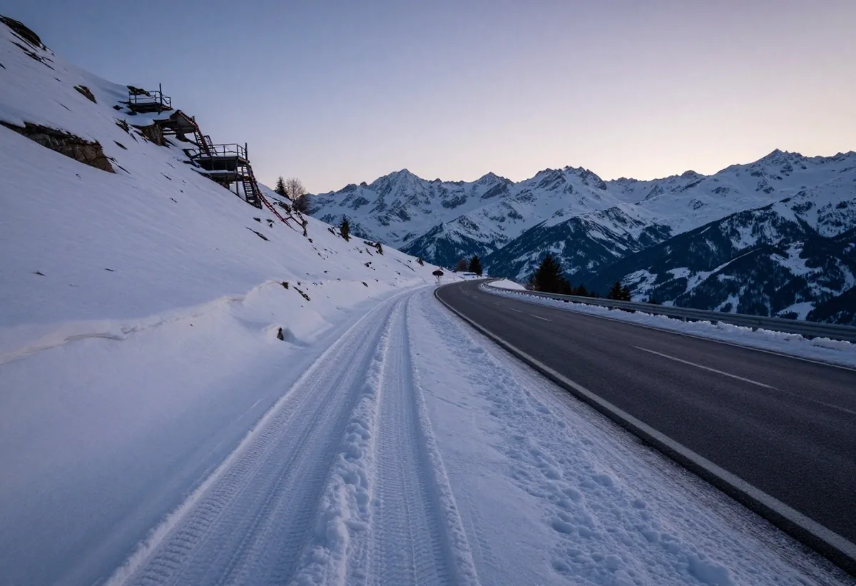 Metallic snow chains fitted to a vehicle tire